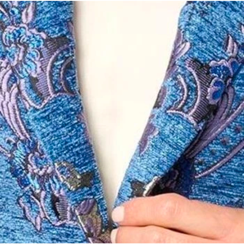 Susan Graver Women's Blazer Jacket Size 10 P Jacquard Multi-colored A623485 - Picture 2 of 5